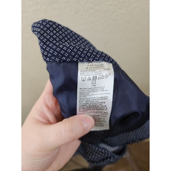 Old Navy Womens 8 Harper Blue White Dot Mid-Rise Fully Lined Stretch Pants - Picture 7 of 7